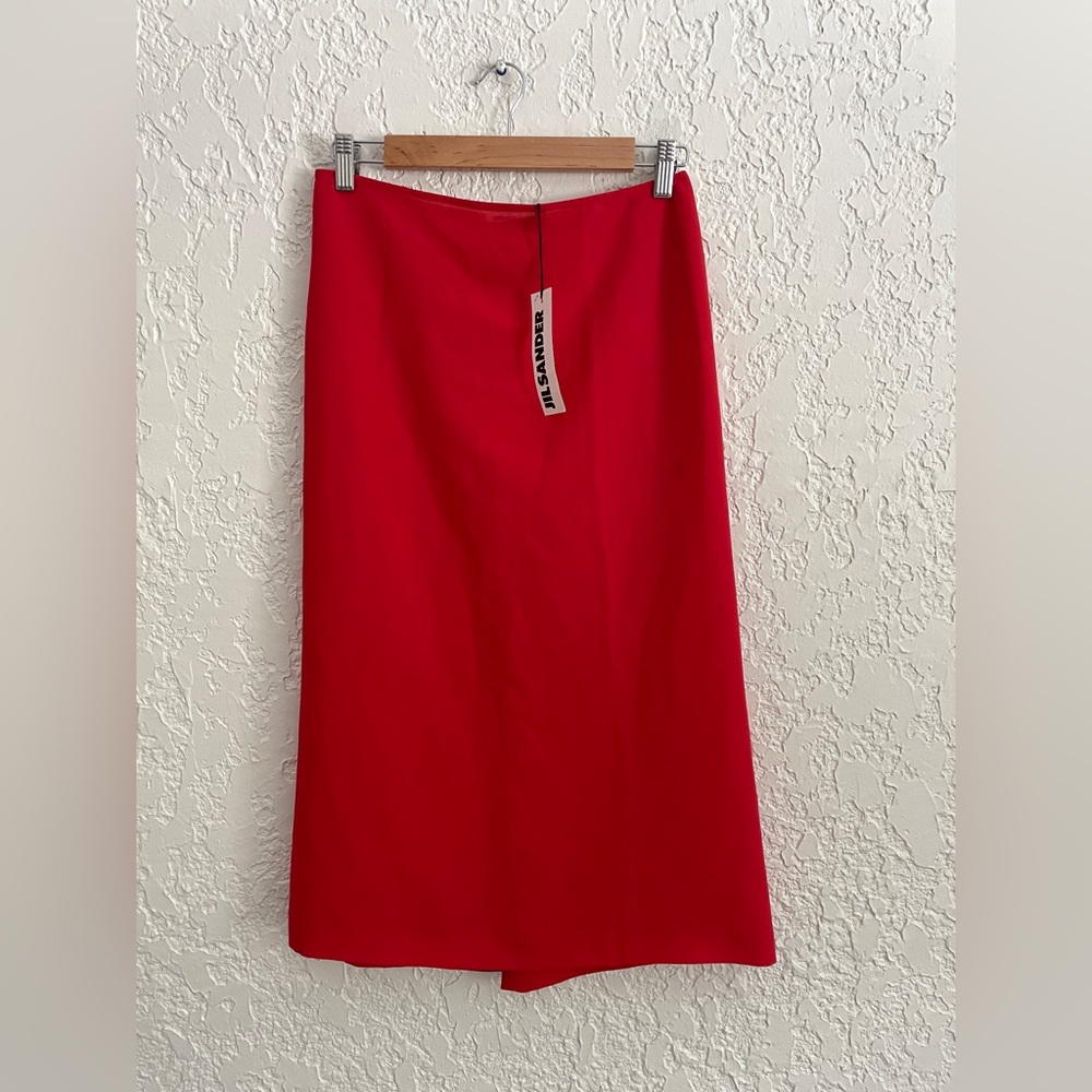 JIL SANDER® RARE Vintage Y2K Red Satin Skirt size 34 / XS - Picture 3 of 12